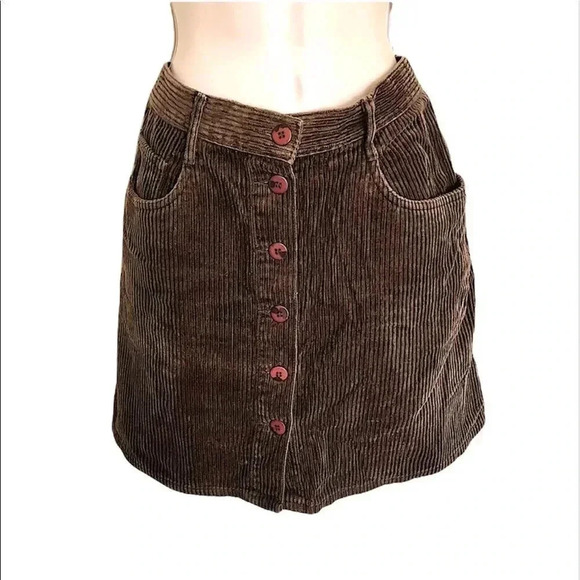 Metropolitan brown corduroy button down skirt size 12 - Picture 2 of 12